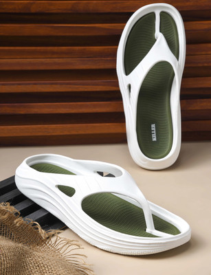 KILLER Men Flip Flops(White, Olive , 6)