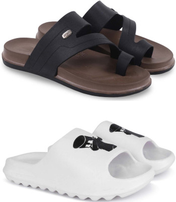 Pampy Angel Men Slippers(Black, White , 8)