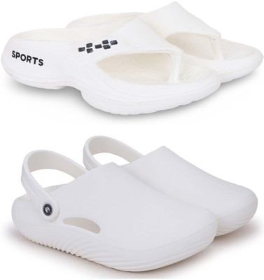 KAPYANSH Men Slippers(White, White , 8)