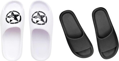 Sirex Men Slides(Off White, Black , 6)