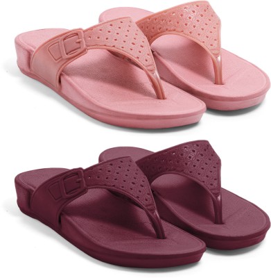 PKKART Women Flip Flops(Pink , 4)