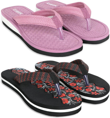 CIBEK Women Doctor step with cibek comfortable extra soft daily wear women slipper pack of 2 Flip Flops(Multicolor , 6)