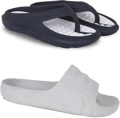 Pampy Angel Men Slippers(Black, Grey , 7)
