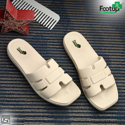 Footup Women Super Soft|Orthopedic|Comfortable|Lightweight|Diabetic Slides(Beige , 8)