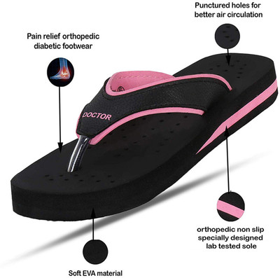 FIT O FIT Women Flat Soft Ortho Diabetic Orthopaedic Dr. Flip Flops For Women's Flip Flops(Multicolor , 7)