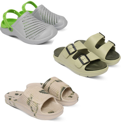 Acorn Men Slides(Green, Beige, Beige , 8)