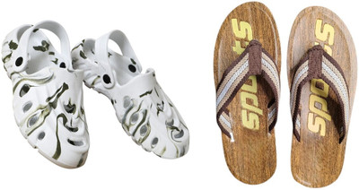 BLIBBERS Men Slippers(White, Brown , 6)