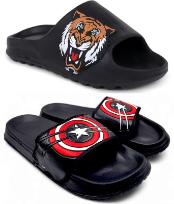 KAPYANSH Men Slides(Black, Black , 10)