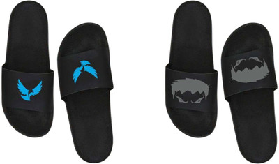 nvisan Men Slides(Blue, Grey , 9)
