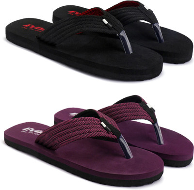 EVOK Men Slippers(Black, Maroon , 10)