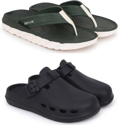 Pampy Angel Men Slippers(Green, Black , 8)