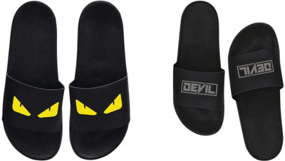 nvisan Men Slides(Grey, Yellow , 10)