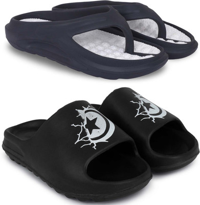 KAPYANSH Men Slippers(Black, Black , 8)