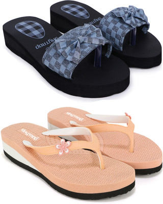 Skytrap Women Stylish Comfortable and Trending Colorful Laser Flip Flops Slippers(Grey, Pink , 8)