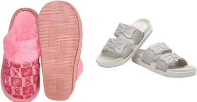 Belgium Beauty Women Flip Flops(Pink, Grey , 3)