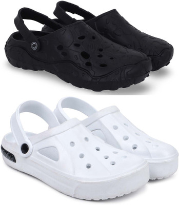 KAPYANSH Men Clogs(Black, White , 6)