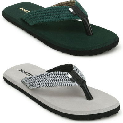 Footup Men Slippers(Green, Grey , 10)