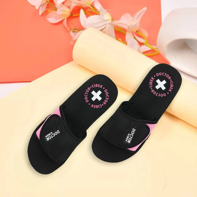 CIBEK Women Flip Flops(Pink, Black , 4)