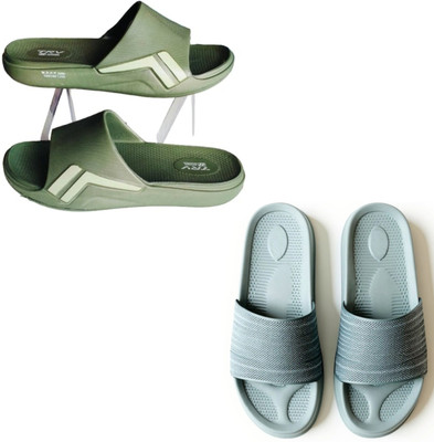 Plama Men Slides(Olive, Grey , 10)