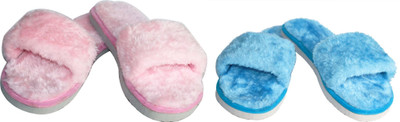 rexizone Women Flip Flops(Blue, Pink , 5)