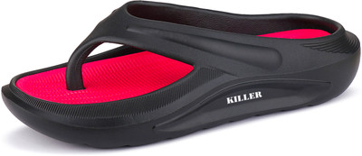 KILLER Men Flip Flops(Red, Black , 8)