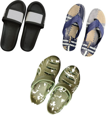 BLIBBERS Men Slippers(Black, Blue, Green , 8)