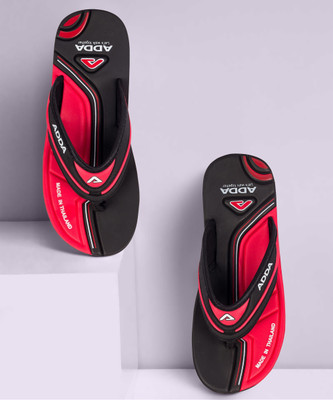 Adda Men Omega-02 Flip Flops(Black, Red , 7 UK/India)