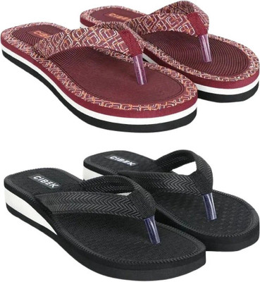 CIBEK Women Doctor step with cibek comfortable extra soft daily wear women slipper pack of 2 Flip Flops(Multicolor , 7)