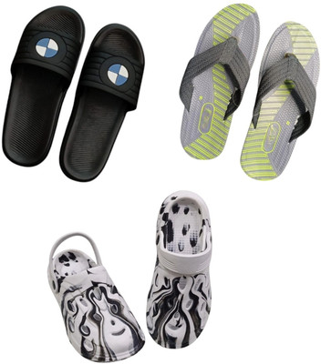 BLIBBERS Men Slippers(Black, Grey, Off White , 9)