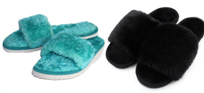 rexizone Women Slides(Black, Green , 6)