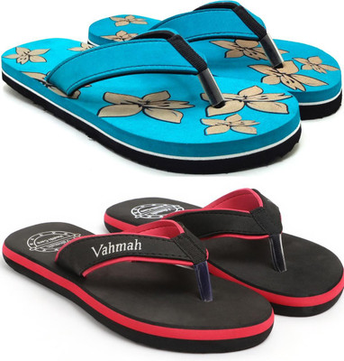 VAHMAH Women Slippers(Blue, Black , 5)