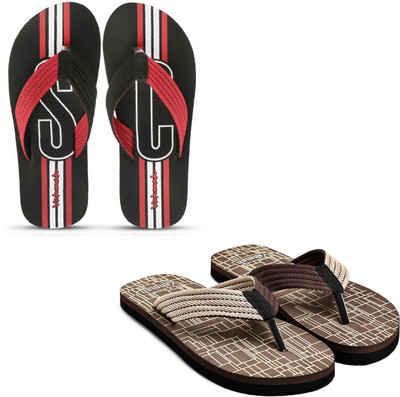 VAHMAH Men Slippers(Black, Brown , 8)