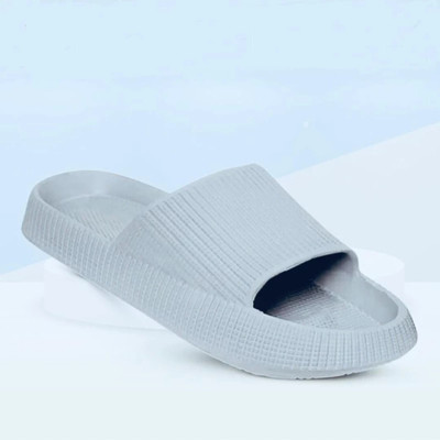 fooinQ Men Ultra Soft Cushion Footbed Lightweight Slides for Men, Super Comfortable Flip Flops(Grey , 9)