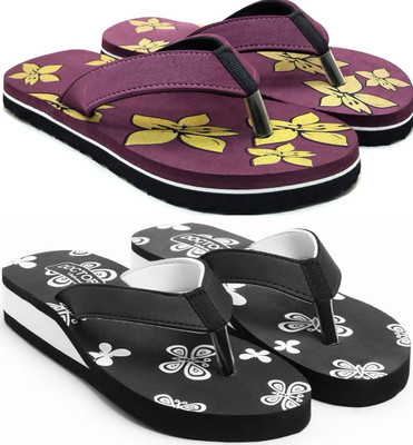 VAHMAH Women Slippers(Purple, Black , 5)