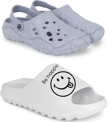 KAPYANSH Men Slippers(Grey, White , 7)