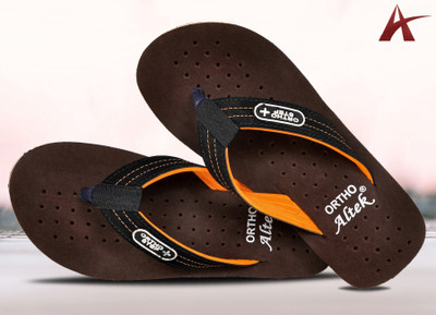 Altek Men Flip Flops(Brown , 7)