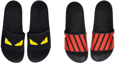 nvisan Men Slides(Red, Yellow, Black , 7)