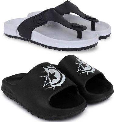 KAPYANSH Men Slippers(Grey, Black , 8)