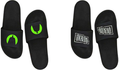nvisan Men Slides(Green, White , 8)
