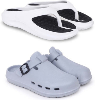 Pampy Angel Men Slippers(White, Grey , 6)