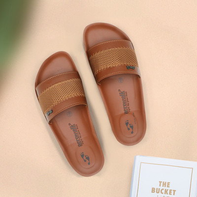 aerowalk Men Slides(Tan , 6)