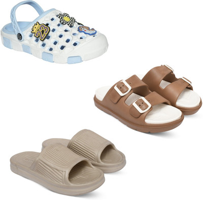 Acorn Men Slides(Blue, Tan, Beige , 7)