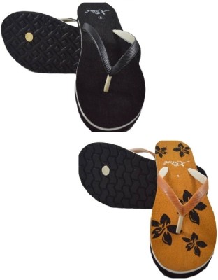 xstar Women Slippers(Black, Tan , 6)