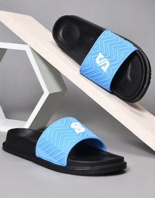 slipover Men Slides(Black, Blue , 7)