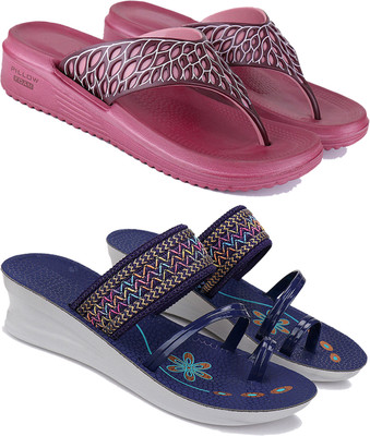 BERSACHE Women Flip Flops(Multicolor , 6)