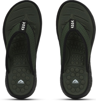 Adda Men Flip Flops(Olive, Black , 7)