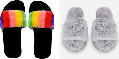 rexizone Women Slides(Multicolor, Grey , 5)
