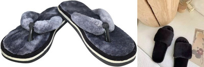rexizone Women Slides(Grey, Black , 4)