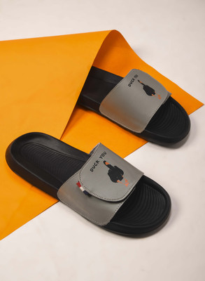 Shoe Mate Men Slides(Grey, Black , 7)