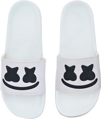 Shoe Island Men Slides(White , 9)